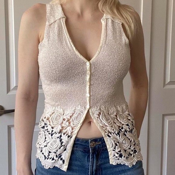 Vintage Knit Sleeveless Blouse (M) - Picture 5 of 8